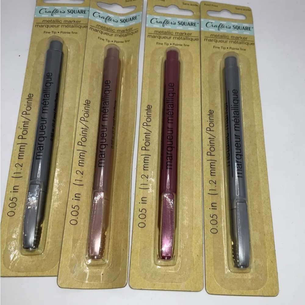 (4) Crafters Square METALLIC MARKER 0.05” fine tip(2) Silver, Rose Gold, Pink